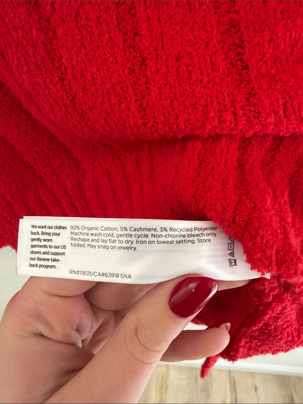 Eileen Fisher Cotton Fluff Rib Turtleneck Top Red Size Large NWOT - Picture 8 of 8